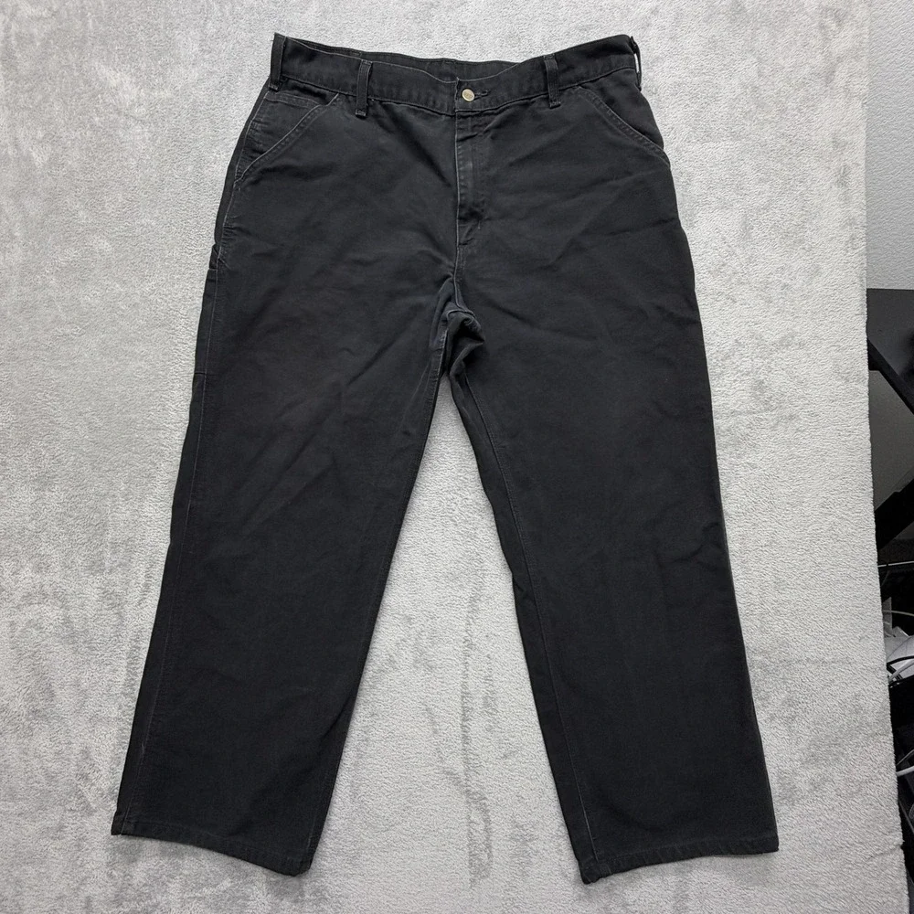 Carhartt Pants B11 Mens Measured 38x29 Black Carpenter Relaxed Fit Canvas USA